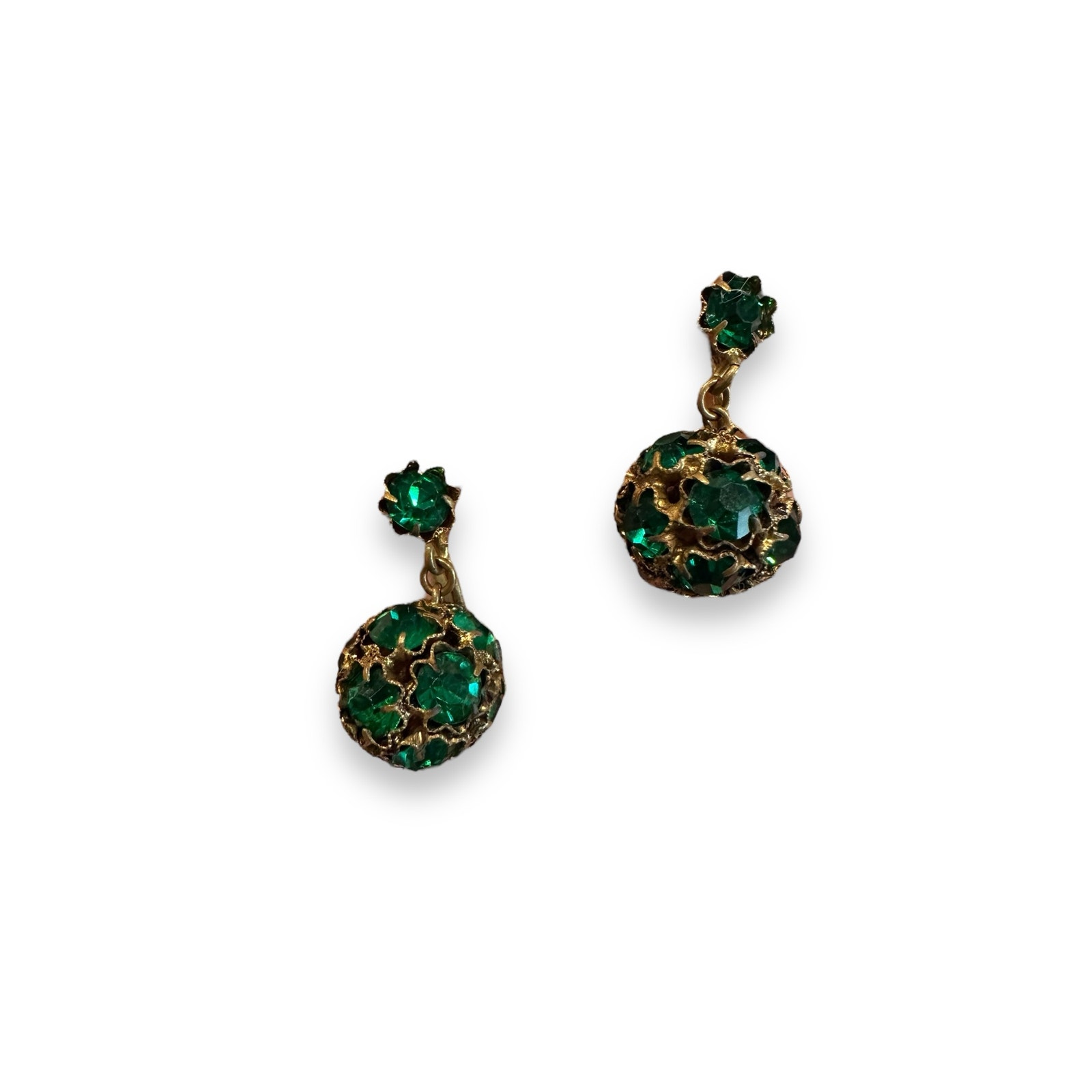 Czech Glass Vintage Rhinestone Dangle Screwback Earrings 39$